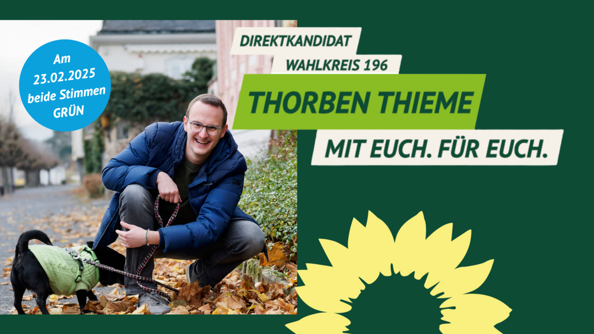 Grüner Direktkandidat zur BTW25: Thorben Thieme, Grüne. Kreis Neuwied und Altenkirchen.